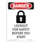 Signmission OSHA Danger Sign, Lockout For Safety, 18in X 12in Decal, 12" W, 18" L, Portrait, Lockout For Safety OS-DS-D-1218-V-1433 - alternate 1